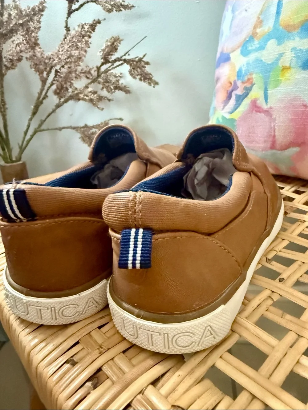 Nautica Boys Brown Slip-On Casual Shoes with Navy Lining